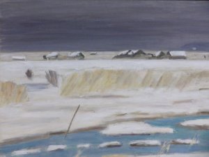 画像2: 山口武　「雪の日の干拓地」　油絵　Ｍ３０号