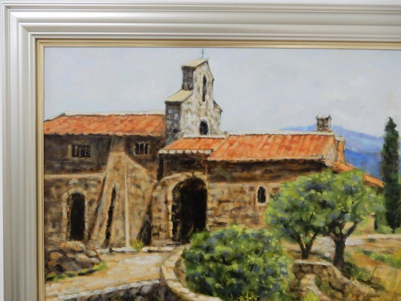 HOTSALE質問歓迎　福田輝『教会のある風景（仮題）』 油彩　F12号　師：バブレーン(フランス) 自然、風景画