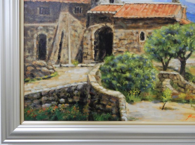 購入半額質問歓迎　福田輝『教会のある風景（仮題）』 油彩　F12号　師：バブレーン(フランス) 自然、風景画