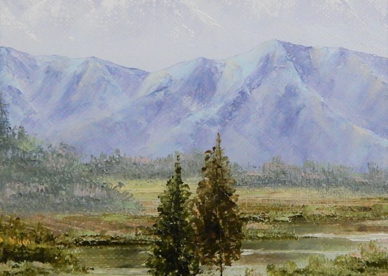 人気直販赤羽忠親　安雲野　丘の秋　絵画　油彩　風景画　額装　真作 自然、風景画