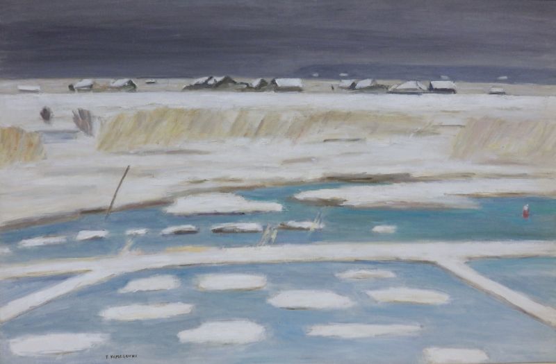 画像: 山口武　「雪の日の干拓地」　油絵　Ｍ３０号